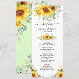 Moderne Aquarel Zonnebloem Huwelijksmenu Kaart