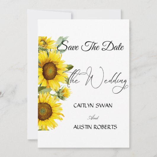 Moderne Aquarel Zonnebloem Save The Date (Voorkant)