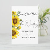 Moderne Aquarel Zonnebloem Save The Date (Staand voorkant)