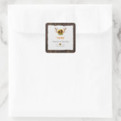 Moderne Aquarel Zonnebloemen Herten Gewei Hout Ik  Vierkante Sticker (Tas)