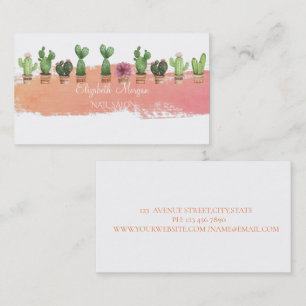 Moderne Aquarelpenseelstreek, Aquarel Cactus Visitekaartje