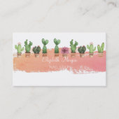 Moderne Aquarelpenseelstreek, Aquarel Cactus Visitekaartje (Voorkant)
