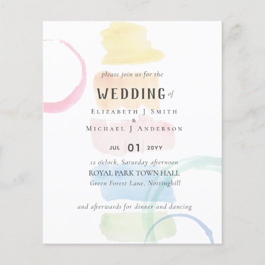 Moderne Aquarelpenseelstreken TROUW Uitnodiging (Voorkant)