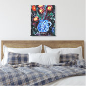 Moderne aquarelschildering, bloemen canvas afdruk (Insitu (Slaapkamer))