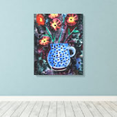 Moderne aquarelschildering, bloemen canvas afdruk (Insitu (Houten vloer))