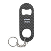 Moderne Aquarius Zodiac Sign Carbon Style Sleutelhanger Flessenopener (Voorkant)