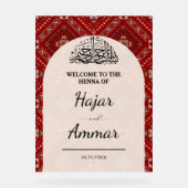 Moderne Arabische Henna Welkom Bruiloftingang Acryl Bord (Voorkant)
