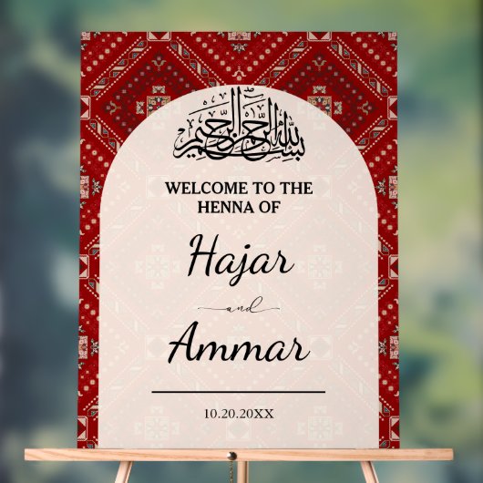 Moderne Arabische Henna Welkom Bruiloftingang Acryl Bord (Neutraal)