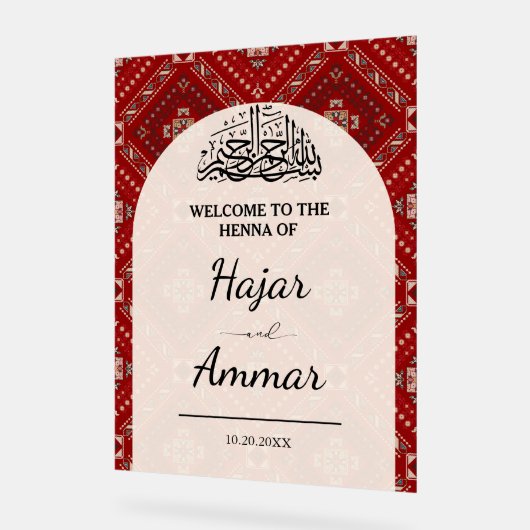 Moderne Arabische Henna Welkom Bruiloftingang Acryl Bord (Hoek)
