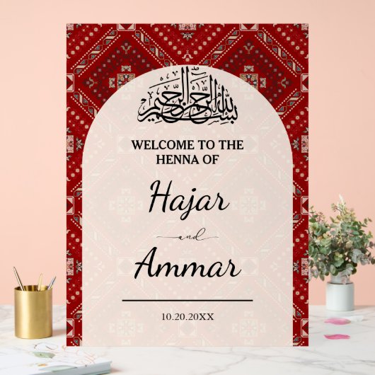 Moderne Arabische Henna Welkom Bruiloftingang Acryl Bord (Huwelijk)