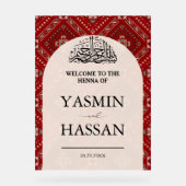 Moderne Arabische Henna Welkom Huwelijksingang Acryl Bord (Voorkant)