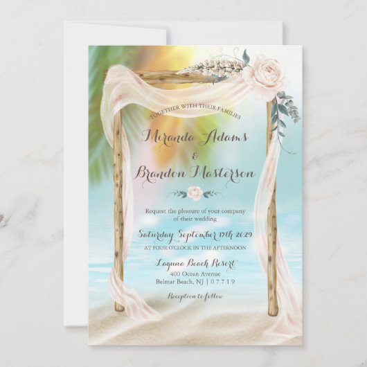 Moderne Arbor Tropical Beach bruiloft Kaart (Voorkant)