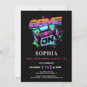 Moderne Arcade Gamer Girl's Verjaardagsfeest Kaart (Voorkant)