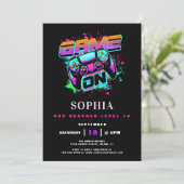 Moderne Arcade Gamer Girl's Verjaardagsfeest Kaart (Staand voorkant)