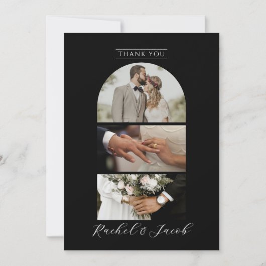 Moderne Arch 4-foto Collage Weddenschap Hartelijk  Bedankkaart (Voorkant)