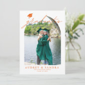 Moderne Arch Afgestudeerden Dubbele Afstudeerfeest Kaart (Staand voorkant)