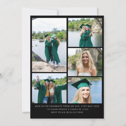 Moderne Arch Afgestudeerden Dubbele Afstudeerfeest Kaart (Achterkant)