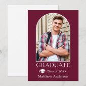 Moderne Arch Afstudeerder Pet Burgundy Afstuderen Aankondiging (Voorkant / Achterkant)