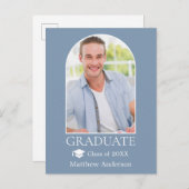 Moderne Arch Afstudeerder Pet Dusty Blue Afstudere Briefkaart (Voorkant / Achterkant)