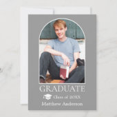 Moderne Arch Afstudeerder Pet Foto grijs Afstudere Aankondiging (Voorkant)