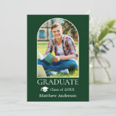 Moderne Arch Afstudeerder Pet Foto Groen Afstudere Aankondiging (Staand voorkant)