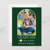 Moderne Arch Afstudeerder Pet Foto Groen Afstudere Briefkaart (Voorkant / Achterkant)