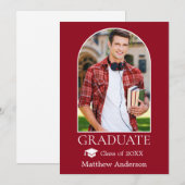 Moderne Arch Afstudeerder Pet Foto Rood Afstuderen Aankondiging (Voorkant / Achterkant)