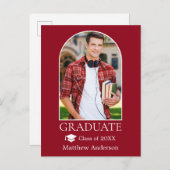 Moderne Arch Afstudeerder Pet Foto Rood Afstuderen Briefkaart (Voorkant / Achterkant)