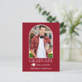 Moderne Arch Afstudeerder Pet Foto Rood Afstuderen Briefkaart (Staand voorkant)