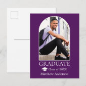 Moderne Arch Afstudeerder Pet Paars Afstuderen Briefkaart (Voorkant / Achterkant)