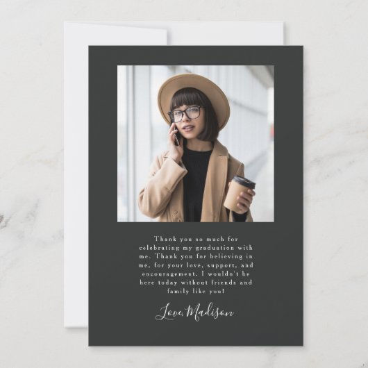 Moderne Arch Afstuderen Gold Charcoal Grey Kaart (Achterkant)