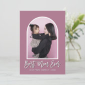 Moderne Arch Best Mam Ever Paarse Foto Moederdag Kaart (Staand voorkant)