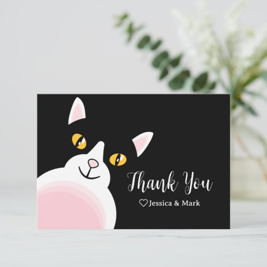 Moderne Arch Black Cat Baby shower Hartelijk dank Informatiekaartje (Staand voorkant)