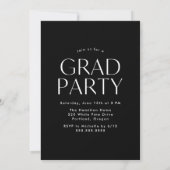 Moderne Arch Black Color Block Graduparty Kaart (Achterkant)
