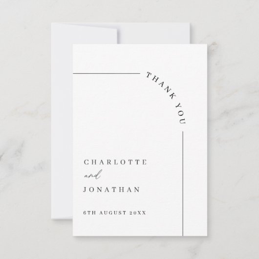 Moderne Arch Black en White Photo Wedding Bedankkaart (Achterkant)