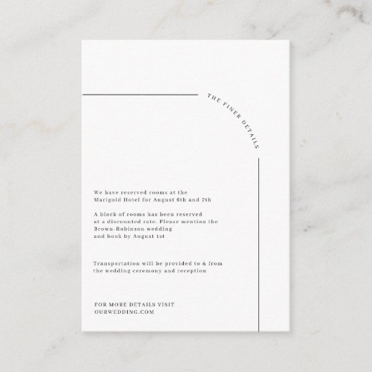 Moderne Arch Black en White Wedding Informatiekaartje (Voorkant)