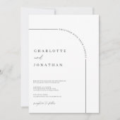 Moderne Arch Black en White Wedding Kaart (Voorkant)