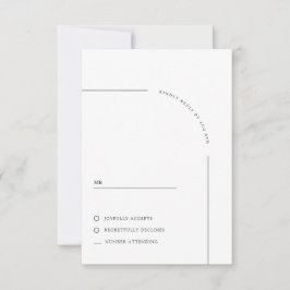 Moderne Arch Black en White Wedding RSVP Kaartje