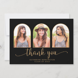 Moderne Arch Black Gold 3 Foto Afstuderen Bedankkaart