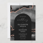 Moderne Arch Black Roos Gold Agate Wedding Kaart (Voorkant)