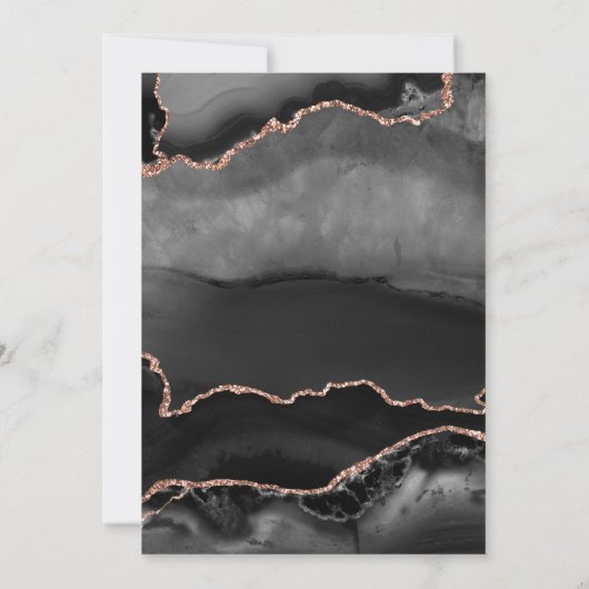 Moderne Arch Black Roos Gold Agate Wedding Kaart (Achterkant)