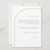 Moderne Arch Black White Gold Weduwfoto Bedankkaart (Achterkant)