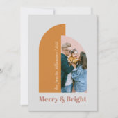Moderne Arch Blush Dusty Pink Grey Merry Foto 2022 Feestdagenkaart (Voorkant)
