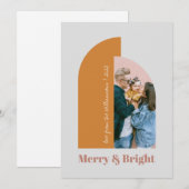 Moderne Arch Blush Dusty Pink Grey Merry Foto 2022 Feestdagenkaart (Voorkant / Achterkant)