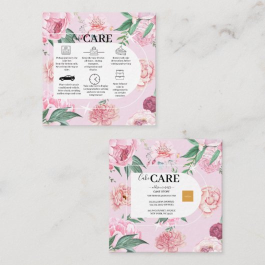 Moderne Arch Boheian Waterverf Florals Vierkante Visitekaartje (Voorkant / Achterkant)