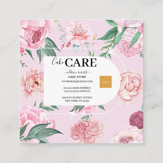 Moderne Arch Boheian Waterverf Florals Vierkante Visitekaartje (Achterkant)