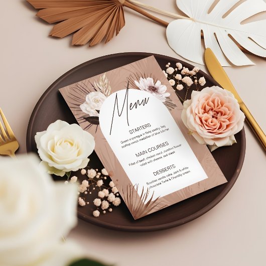 Moderne Arch Bohemen Waterverf Florals Wedding Menu