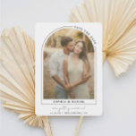 Moderne Arch Boho Arch met foto Save The Date<br><div class="desc">Creëer een echt unieke opslagkaart met deze moderne boog met fotodesign! Voeg gewoon uw foto toe en verander de tekst. Bewerk eenvoudig de kleuren van alle elementen en achtergrondkleuren om het kleurenpalet aan te passen!</div>