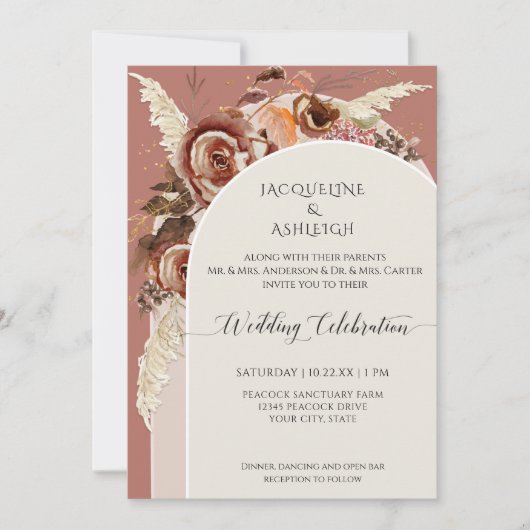 Moderne Arch BOHO Waterverf Floral Pampas Grass Kaart (Voorkant)