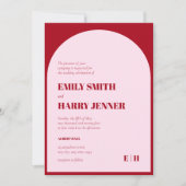 Moderne Arch Bold Typography Pink and Red Wedding Kaart (Voorkant)